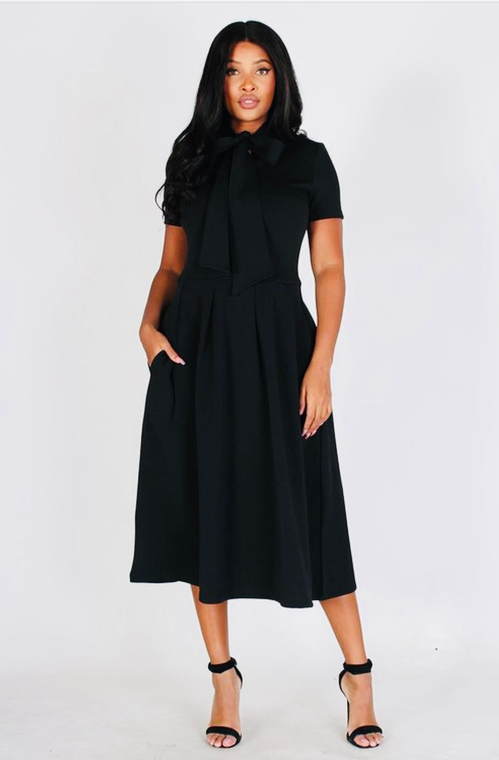 pleated black dress Graceful Pleated Black Dress – Lady KJ Boutique